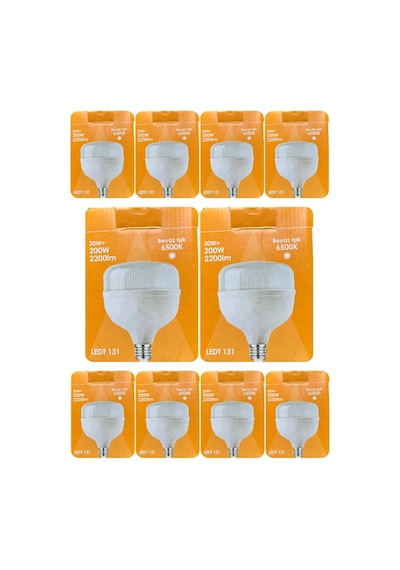 30w 200w 6500k Beyaz Işık E27 Duylu Torch Led Ampul, 10 Adet Diğer