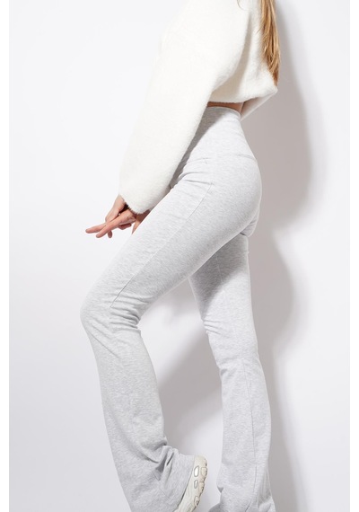 Ckm Moda Tari İspanyol Paça Ribana Pantolon Gri