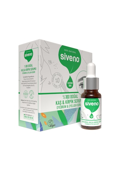 Siveno %100 Doğal Kaş ve Kirpik Serumu Bitkisel Yoğunlaştırıcı Canlandırıcı Yoğun Bakım Yağı Vegan 10 ML