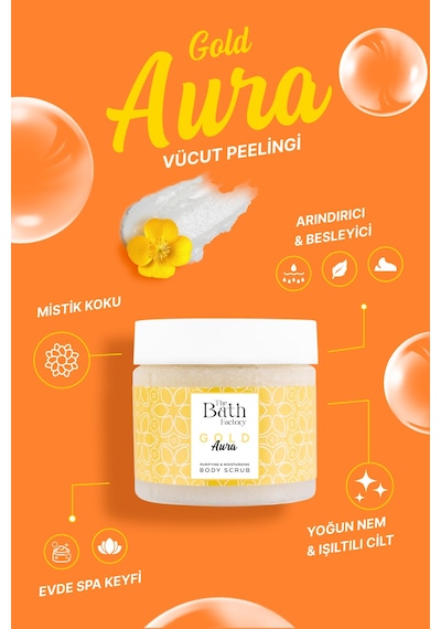 The Bath Factory Gold Aura Nemlendirici ve Arındırıcı Vücut Peeling 300 G