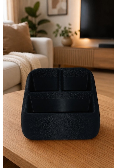 Masa Üstü Kumandalık Organizer Çok Bölmeli Tv Klima Kumanda Standı Düzenleyici 16x13x9.6 Cm Siyah