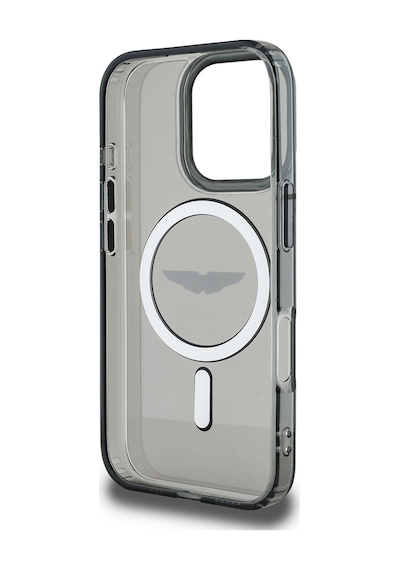 Apple Uyumlu iPhone 16 Pro Kılıf Aston Martin Lisanslı Magsafe Şarj Özellikli Iml Baskı Logolu Buzlu Kapak Siyah