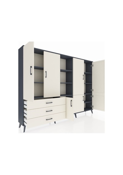 Arges Dolap 11 Raflı 3 Çekmeceli 7 Kapaklı 220x30x163 Antrasit-ay Antrasit-aytaşı Arges Dolap 11 Raflı 3 Çekmeceli 7 Kapaklı 220x30x163 Antrasit-ay Antrasit-aytaşı