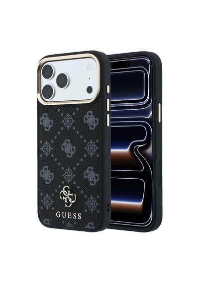 Apple Uyumlu iPhone 18 Pro Max Kılıf Guess Lisanslı M-safeli Klasik Yazı Ve 4g Logolu Pu Deri Peony Kapak Siyah