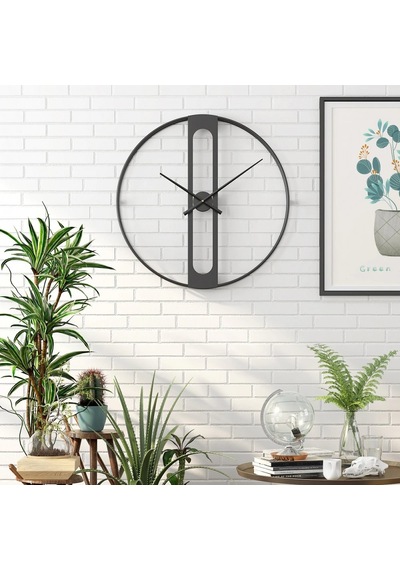 Dekoratif 60 Cm Siyah İskelet Duvar Saati