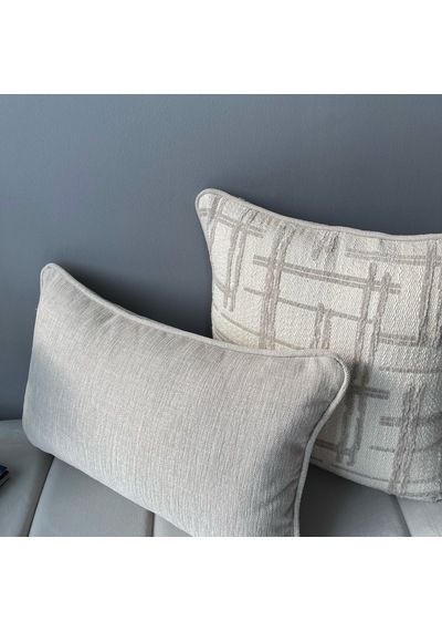 Lidoma Home "grid & Solid" Dokulu Desenli Kırlent Kılıfı Seti Bej