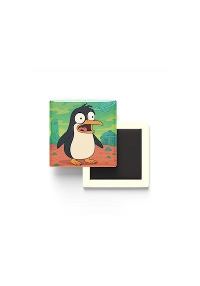 Penguin - 9x9 Cm Baskılı Kare Buzdolap Magneti