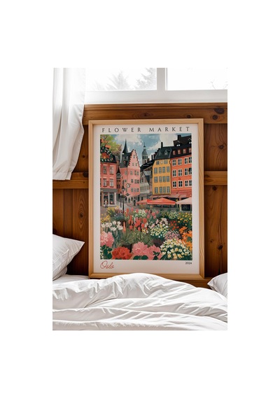Oslo Norveç Çerçeveli Tablo Seyahat Severlere Salon Ve Ofis İçin Estetik Duvar Dekoru Travel Flower Market