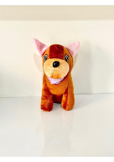 Joytoytr Oturan Tatlı Köpek Peluş Oyuncak 20cm Yapışkanlı Kahverengi