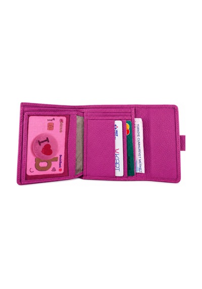 Alphaclub Bag Kadın Hakiki Deri Pembe Renk Çıtçıtlı Kartlık Ve Cüzdan