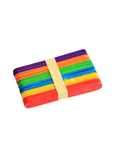 Ahşap Dil Basma Çubuğu Abeslang Renkli 50'Li Paket 150X18  Mm