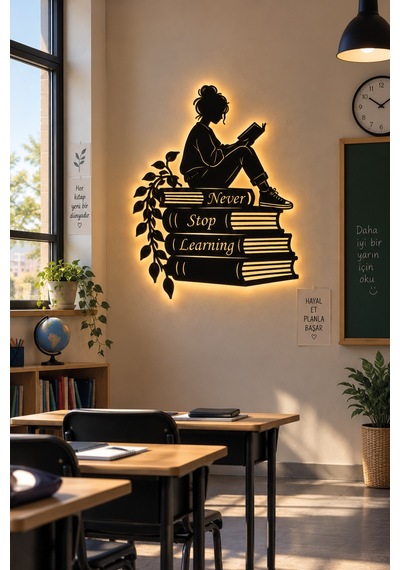 Led Işıklı Tablo Kitap Okuyan Kız Dekoratif Duvar Tablosu Never Stop Learning Kitap Temalı Dekoratif Sarı - 932543327 Sarı Led Işıklı Tablo Kitap Okuyan Kız Dekoratif Duvar Tablosu Never Stop Learning Kitap Temalı Dekoratif Sarı - 932543327 Sarı