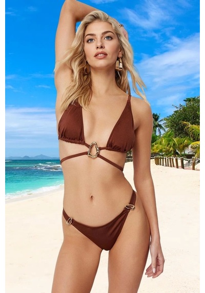 Ersefa Tasarım Bikini Takımı Yüksek Konfor Klora Dayanıklı Su Sporları İ Kahverengi