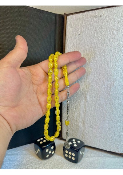 Altın Varaklı Tesbih Kapsül Kesim Sarı Renkli T-28