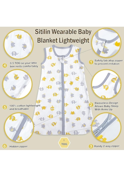 Sitilin Bebek Uyku Tulumu İç Ve Diş Kumaş %100 Doğal Pamuk Çift Kat Özel Kumaş Unisex 1 Tog Stl6428 Ekru
