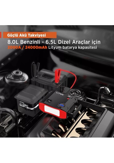 Jstar 5 24000mah 2000a Jump Starter + Lastik Şişirme Pompası Taşınabilir Akü Takviye Cihazı Ça