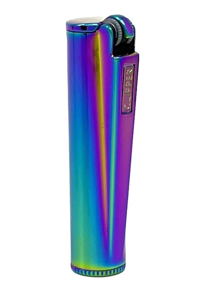 Clipper Metal Benzinli Çakmak - Icy Rainbow Özel Metal Kutulu Mavi