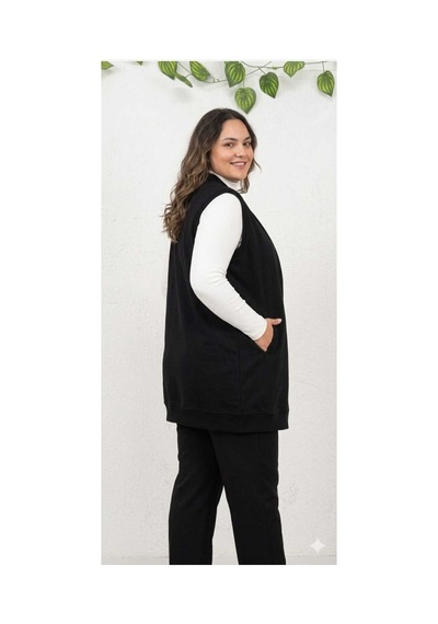 Butik Kadın Tesetür Yelek Siyah Siyah