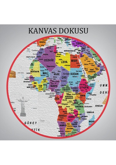 Es10 Türkçe Dünya Haritası Ayrıntılı Eğitici Sembollü Bayraklı Dekoratif Kanvas Tablo 2834 (95 x 165)