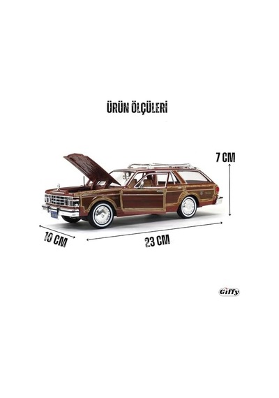 1979 Chrysleer Lebaron Town & Country Die Cast Model Klasik Araba 1:24 Ölçek Koleksiyon Kutulu Metal