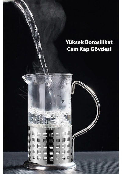 French Press - Filtre Kahve Ve Bitki Çayı Demliği 350 Ml Silver
