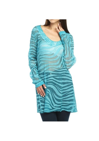 Bulalgiy Kadın Turkuaz Ipek Plaj Tunik - Bga005952