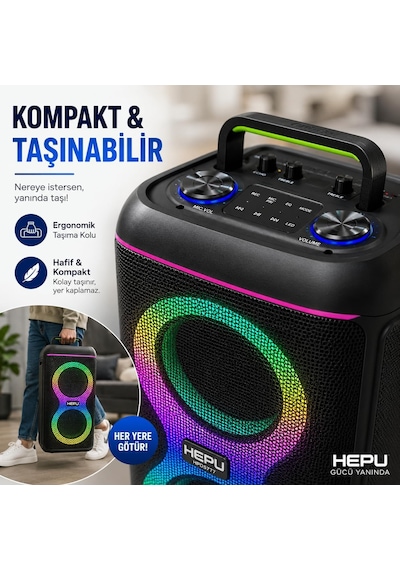 Hp-s60 Partybox Bluetooth Hoparlör 2 6.5 Hoparlör 30w Güç Rgb Işık Usb Tf Kart V E Aux Girişler