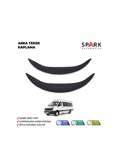 Volkswagen Crafter 2012-2017 Yıl Aralığı Uyumlu Arka Teker Kaplama 2 Parça Siyah