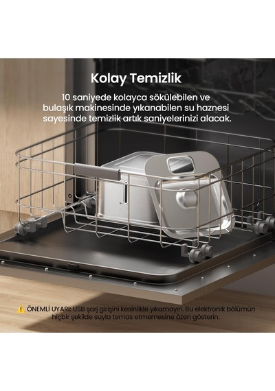 Haustier Wf08 Otomatik Kablosuz Kedi Su Pınarı, Sensörlü , Bataryalı , Ultra Sessiz, Çelik , 3lt Hazne