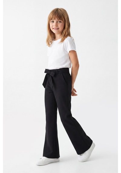 Joy Kids Kız Çocuk Bağlamalı Kumaş Pantolon 9-14yaş Siyah