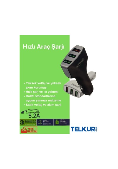 Ferro Fs-01 Qualcom 3,0 Hızlı Araç Şarjı 3 Usb Çıkışlı 5,2 A