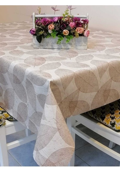 Elyaflı Pvc Muşamba - Desenli Silinebilir Masa Örtüsü 02mrl165a Kahve
