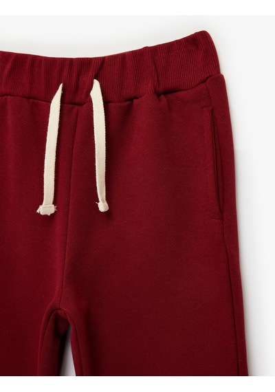 Koton Pamuklu Beli Bağcıklı Basic Jogger Eşofman Altı Bordo 6wmb40125tk Bordo