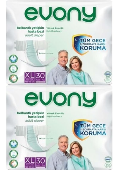 Evony Belbantlı Yetişkin Hasta Bezi Ekstra Large 30 Lu X 2 Adet