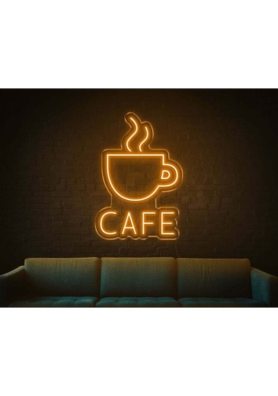 Cafe Yazılı Ve Şekilli Neon Tabela Turuncu