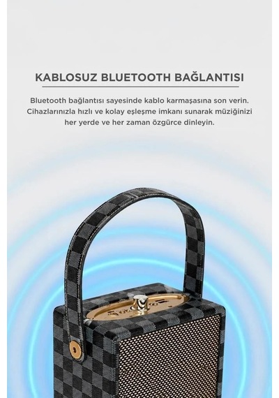 Dinleme Hediyelik Ev İçin Bluetooth Hoparlör Taşınabilir Speaker Wooden Case X2 Mavi