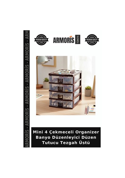 Mini 4 Çekmeceli Organizer Banyo Düzenleyici Düzen Tutucu Tezgah Üstü Şeffaf