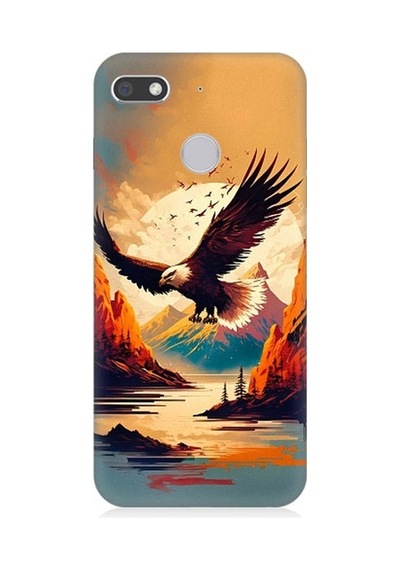General Mobile Gm 8 Go Uyumlu Uçan Siyah Beyaz Kartal Desenli Silikon Kılıf