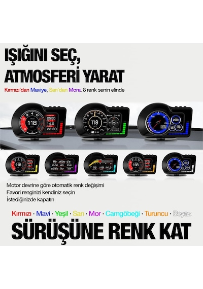 Tr F15 Hud Obd Obd2 Dijital Kilometre Rpm Su Sıcaklığı Basınç Hararet Araç Veri Ekranı Head Up Display