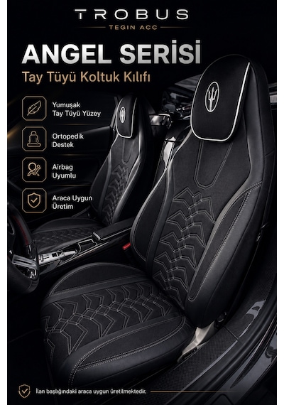 Audi Q7 2006-2015 Uyumlu Angel Serisi Siyah Beyaz Oto Koltuk Kılıfı