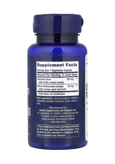 Silymarin 100 Mg 90 Veg. Capsules Milk Thistle Seed - Citrus Bioflavonoid Complex