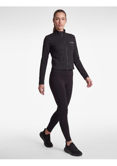 Koton Slim Fit Fermuarlı Dik Yaka Uzun Kollu Baskılı Spor Sweatshirt Siyah 7wak10111nk