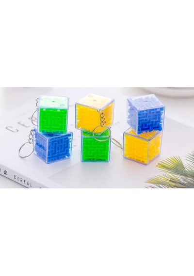 Labirent Bulmaca Küp Eğlenceli Anahtarlık 3x3 Cm - Renkli