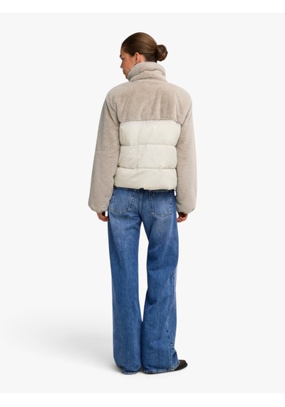 Only Onlwanja Fur Puffer Mıx Jacket Noos Otw Kadın Bej Mont - 15292945