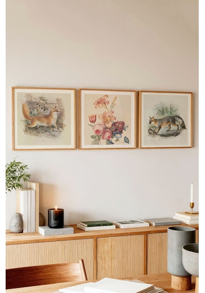 Ahşap Çerçeveli Mdf Kare Tablo Seti Salon Ve Oturma Odası Için Kr4001 32 X 32