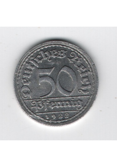 Almanya Weimar Cumhuriyeti 50 Pfennig 1922-f Mp2095