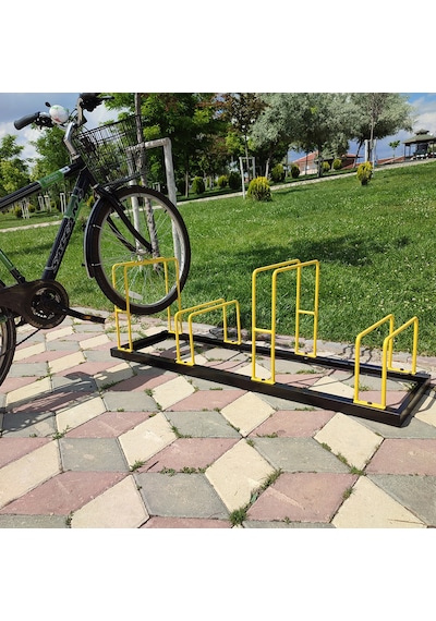 Bisiklet Park Demiri Metal Bisiklet Park Standı 4'Lü Sarı - Siyah