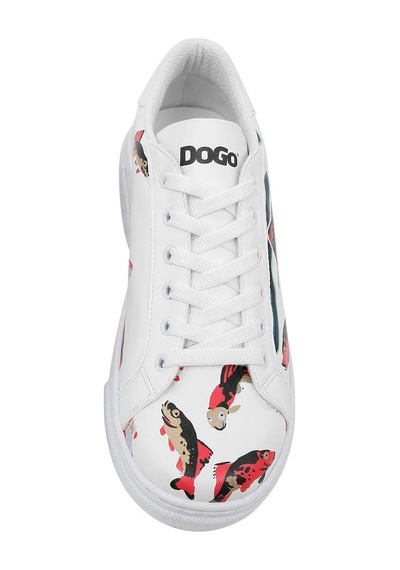 Kadın Vegan Deri Beyaz Sneakers - Koi World Tasarım Çok Renkli