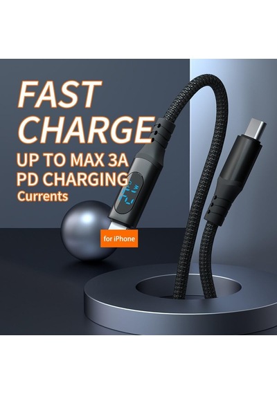 Lexroo Pd60w Hızlı Şarj Kablosu, Led Ekranlı, 480mbps Type-c To Type-c Kablo, Usb C - Usb C Erkek
