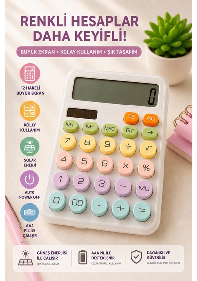 Karuida Hesap Makinesi Solar Çocuklar İçin Beyaz Renk - 916700931 Diğer